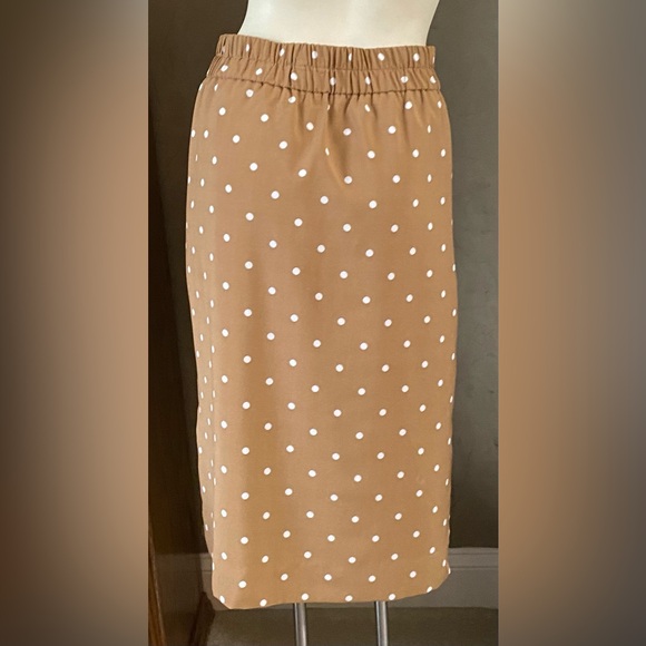 J. Crew Tan Polka Dot Skirt Elastic Waist Size XS  With Pockets Pull-on skirt - Picture 13 of 16